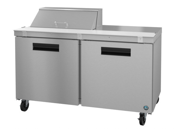Hoshizaki SR60A-8 Refrigerator, Two Section Sandwich Prep Table, Stainless Doors