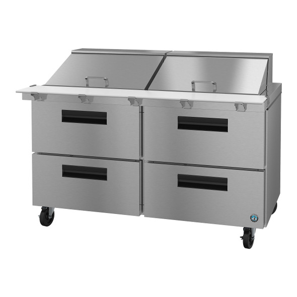 Hoshizaki SR60A-24MD4 Refrigerator, Two Section Mega Top Prep Table, Stainless Drawers