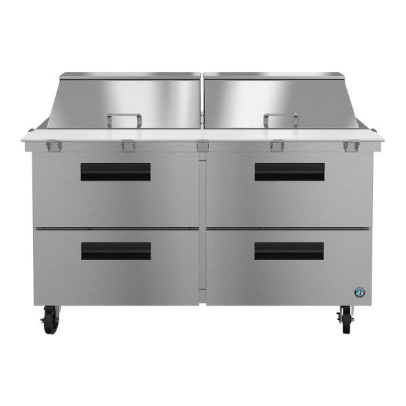 Hoshizaki SR60A-24MD4 Refrigerator, Two Section Mega Top Prep Table, Stainless Drawers