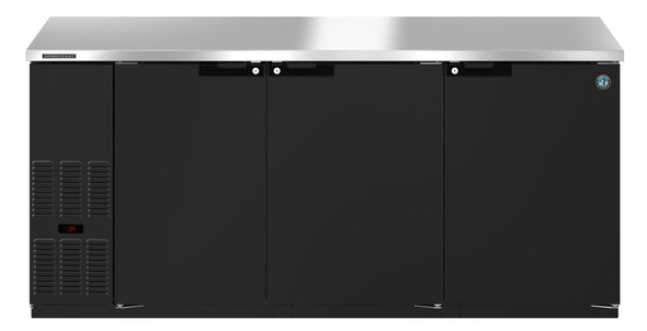 Hoshizaki HBB-3-80 Refrigerator, Three Section, Black Vinyl Back Bar Back Bar, Solid Doors