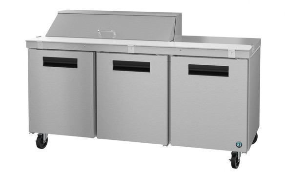 Hoshizaki SR72A-12 Refrigerator, Three Section Sandwich Prep Table, Stainless Doors