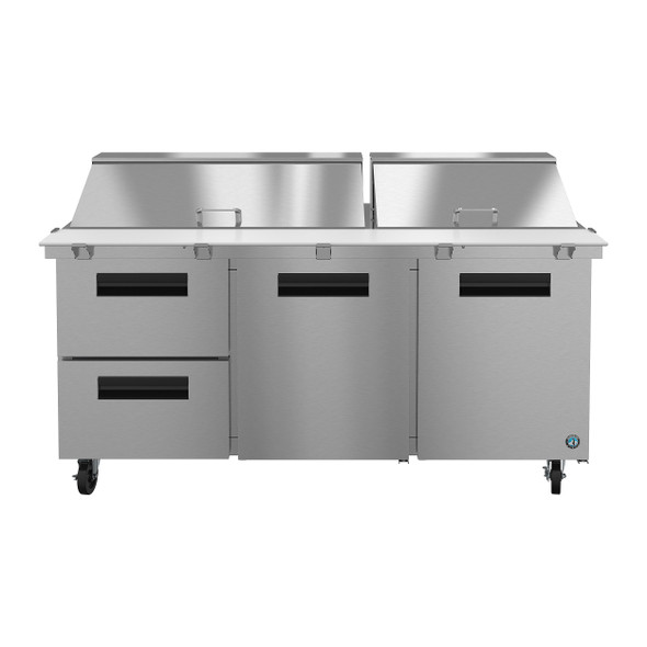 Hoshizaki SR72A-30MD2 Refrigerator, Three Section Mega Top Prep Table, Drawer/Door Combo