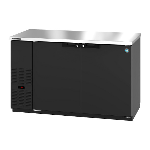 Hoshizaki HBB-2-59 Refrigerator, Two Section, Black Vinyl Back Bar Back Bar, Solid Doors