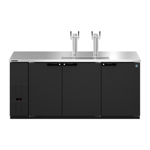 Hoshizaki HDD-3-80 Refrigerator, Three Section, Black Vinyl Back Bar Direct Draw, Solid Doors