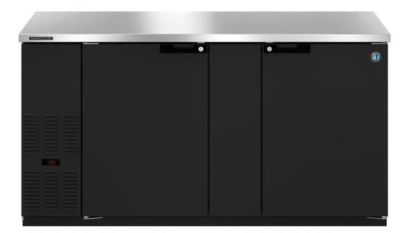 Hoshizaki HBB-3-69 Refrigerator, Two Section, Black Vinyl Back Bar Back Bar, Solid Doors