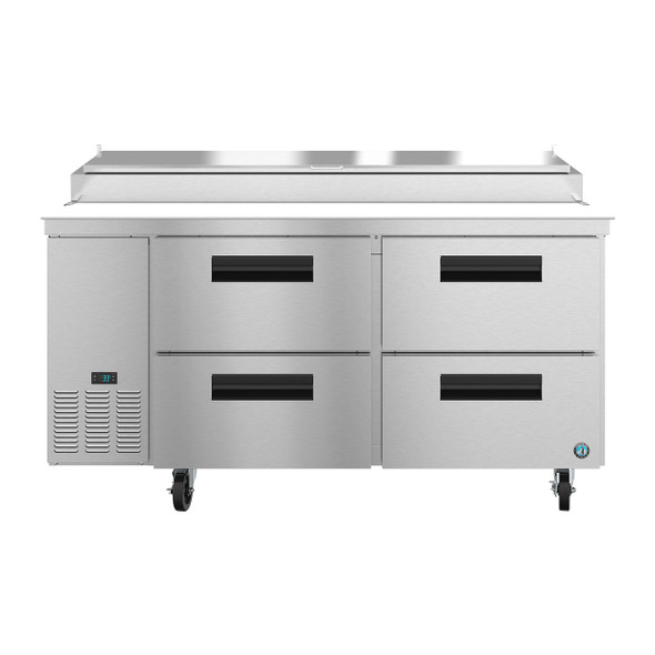 Hoshizaki PR67A-D4 Refrigerator, Two Section Pizza Prep Table, Stainless Drawers