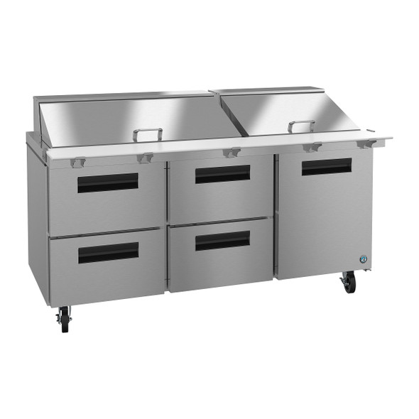 Hoshizaki SR72A-30MD4 Refrigerator, Three Section Mega Top Prep Table, Drawer/Door Combo