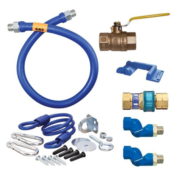 Dormont 1675KIT2S60PS SnapFast 60" Gas Connector Kit with Two Swivels, Restraining Cable and Safety-Set - 3/4" Diameter Dormont 1675KIT2S60PS SnapFast 60" Gas Connector Kit with Two Swivels, Restraining Cable and Safety-Set - 3/4" Diameter