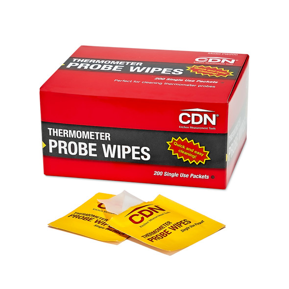 CDN PW200 Thermometer Probe Wipes (200 Packets/Box)