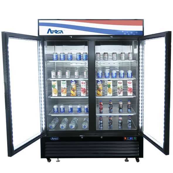 Atosa MCF8723GR Glass Merchandiser, (2) Door, Black Exterior