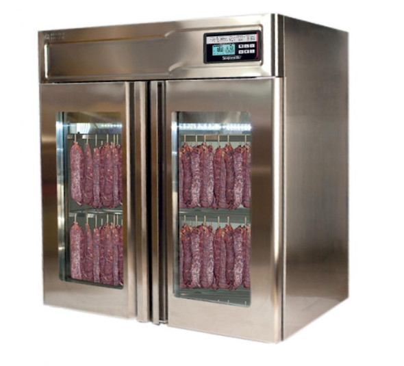 Omcan STGPNTF60 43" Glass Door Stainless Steel Meat Curing Cabinet - 132 lb., 220V, 2600W