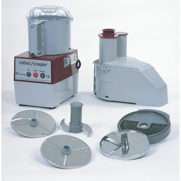 Robot Coupe R2 Dice Combination Continuous Feed Food Processor / Dicer with 3 Qt. Gray Polycarbonate Bowl - 2 hp Robot Coupe R2 Dice Combination Continuous Feed Food Processor / Dicer with 3 Qt. Gray Polycarbonate Bowl - 2 hp