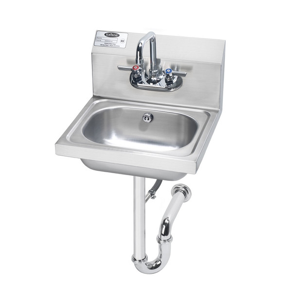 Krowne HS-4 16" Wide Hand Sink with P-Trap with Overflow