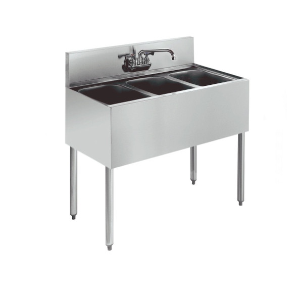 Krowne KR18-33C 36" 3 Compartment Sink w/ 10"W x 14"L Bowl, 10" Deep