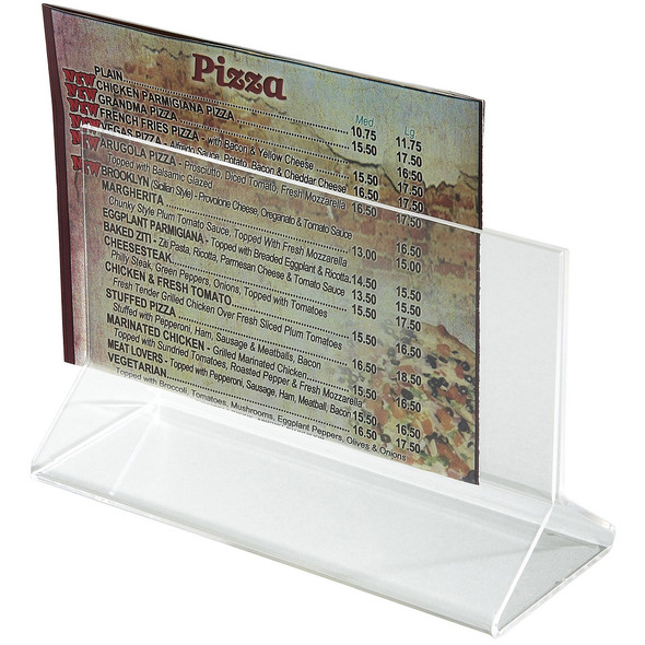 Winco ATCH-53 Double-Sided Clear Acrylic Menu Stand - 5-1/2" x 3-1/2"
