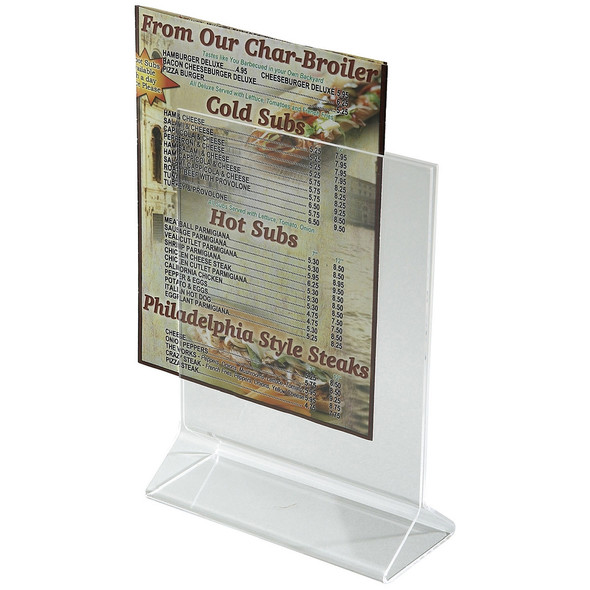 Winco ATCH-57 Double-Sided Clear Acrylic Menu Stand - 5" x 7"