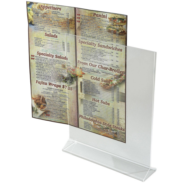 Winco ATCH-811 Double-Sided Clear Acrylic Menu Stand - 8" x 11"