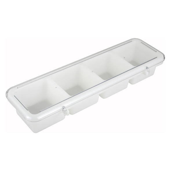 Winco BC-4P White Plastic Condiment Holder, 4 Compartments