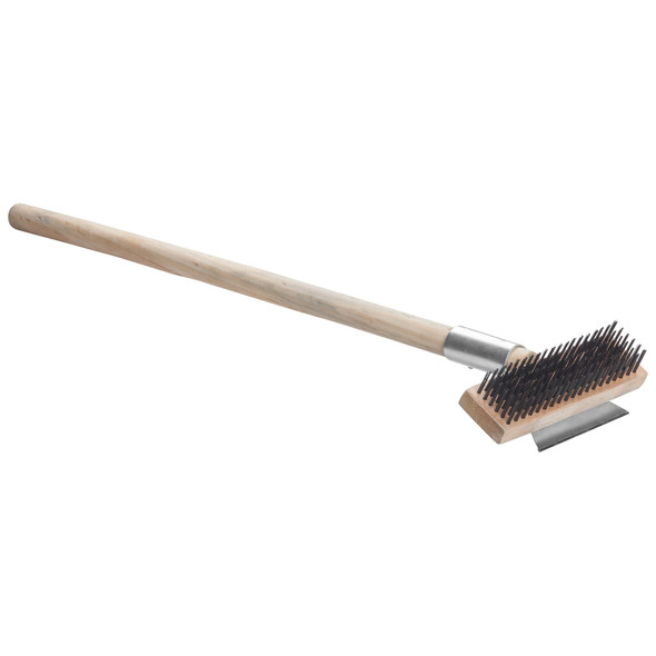 Winco BR-27 27" Pizza Oven Scraper with Wooden Handle