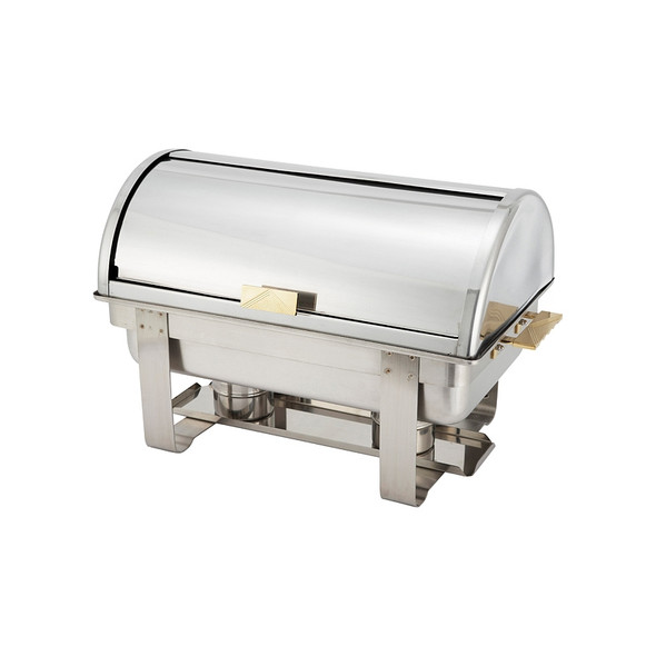 Winco C-5080 8 Quart Chafer, Full Size, Roll Top, Stainless Steel With Gold Accent Winco C-5080 8 Quart Chafer, Full Size, Roll Top, Stainless Steel With Gold Accent