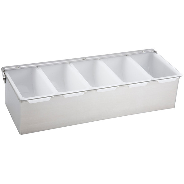 Winco CDP-5 Condiment Holder with Stainless Steel Base - 5 Compartment