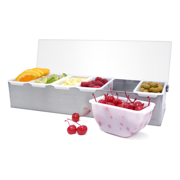 Winco CDP-6 Condiment Holder with Stainless Steel Base - 6 Compartment