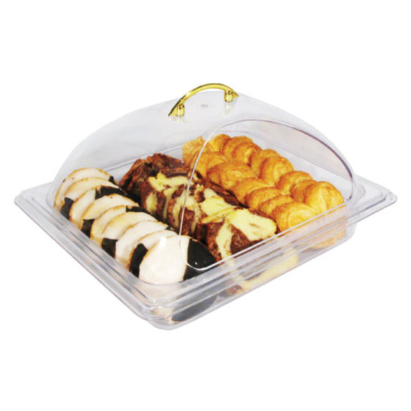 Winco C-DPF2 13 1/2" x 11" x 4 1/2" Half Size Polycarbonate Dome Display Cover with Side Cut