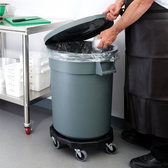 Winco DLR-2 Black Round Trash Can Dolly
