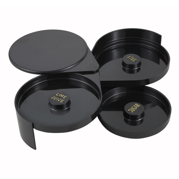 Winco GR-3 3-Tier Black Plastic Glass Rimmer with Sponge