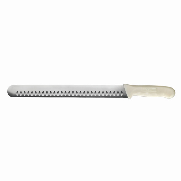 Winco KWP-123 12" Slicer Knife, Hollow Ground Edge, White Handle