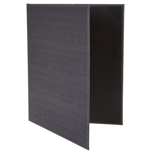 Winco LMD-814BK 8-1/2" x 14" Black Two-View Menu Cover