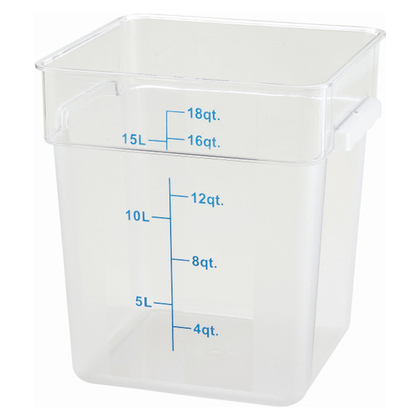 Winco PCSC-18C 18 Qt. Square Clear Polycarbonate Food Storage Container