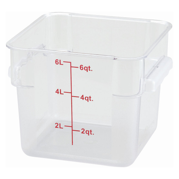 Winco PCSC-6C 6 Qt. Square Clear Polycarbonate Food Storage Container