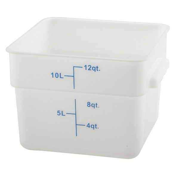 Winco PESC-12 12 Qt. White Polypropylene Square Food Storage Container Winco PESC-12 12 Qt. White Polypropylene Square Food Storage Container