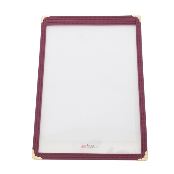 Winco PMC-5U 5-1/2" x 8-1/2" Burgundy Single Pocket Menu Cover