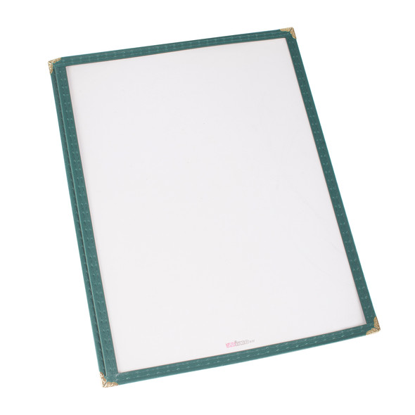 Winco PMC-9G 8-1/2" x 11" Green Single Pocket Menu Cover