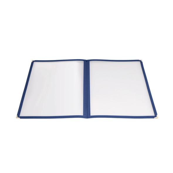 Winco PMCD-9B 9-1/2" x 11" Blue Double Pocket Menu Cover