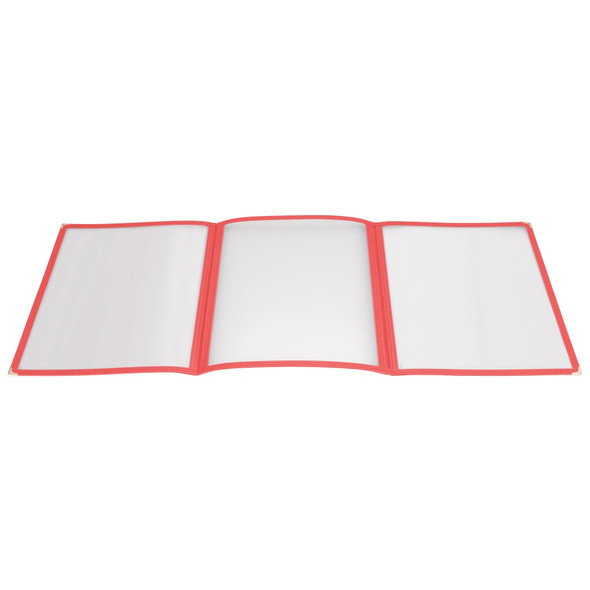 Winco PMCT-9R 9-1/2" x 11" Red Triple Pocket Menu Cover