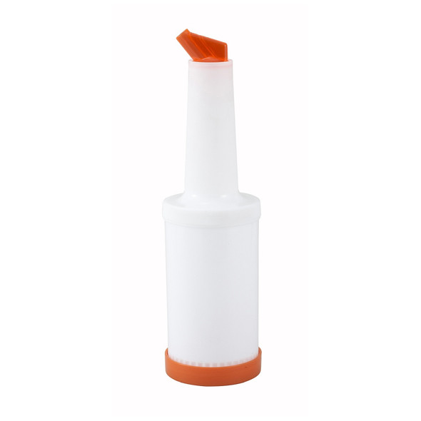 Winco PPB-1O 1 Qt. Pour Bottle with Orange Spout & Lid Winco PPB-1O 1 Qt. Pour Bottle with Orange Spout & Lid