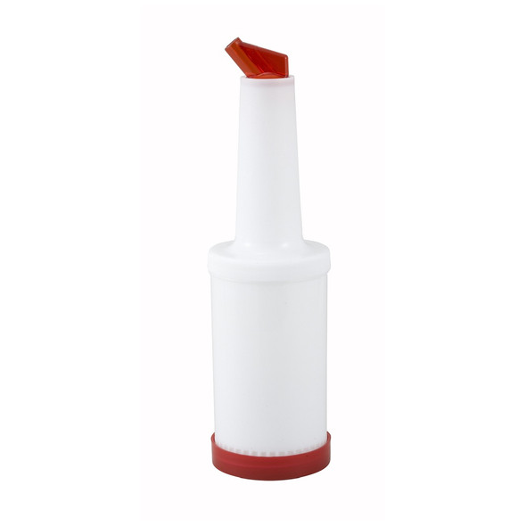Winco PPB-1R 1 Qt. Pour Bottle with Red Spout & Lid Winco PPB-1R 1 Qt. Pour Bottle with Red Spout & Lid