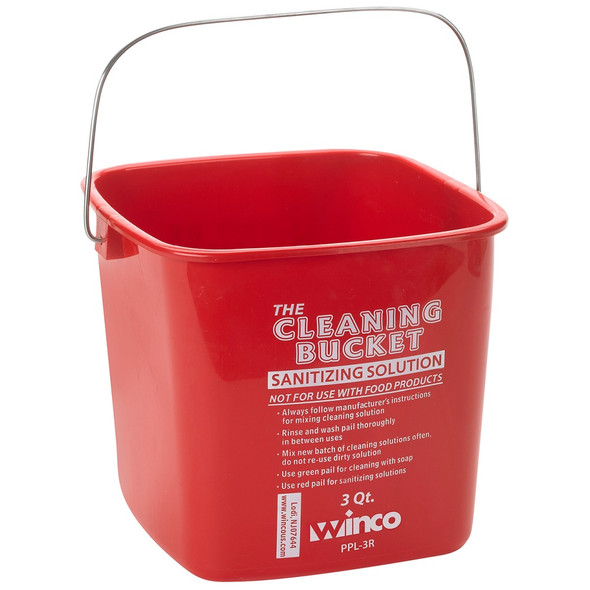 Winco PPL-3R 3 Qt. Red Cleaning Bucket