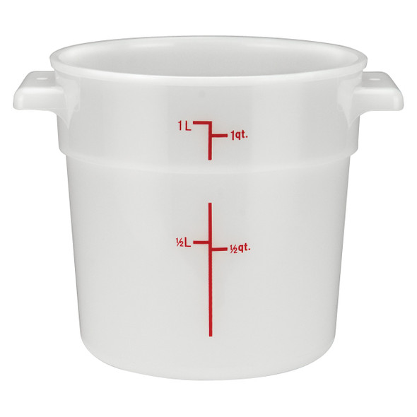 Winco PPRC-1W 1 Qt. White Polypropylene Round Storage Container Winco PPRC-1W 1 Qt. White Polypropylene Round Storage Container