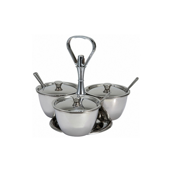 Winco RS-3 3 Compartment Stainless Steel Relish Server