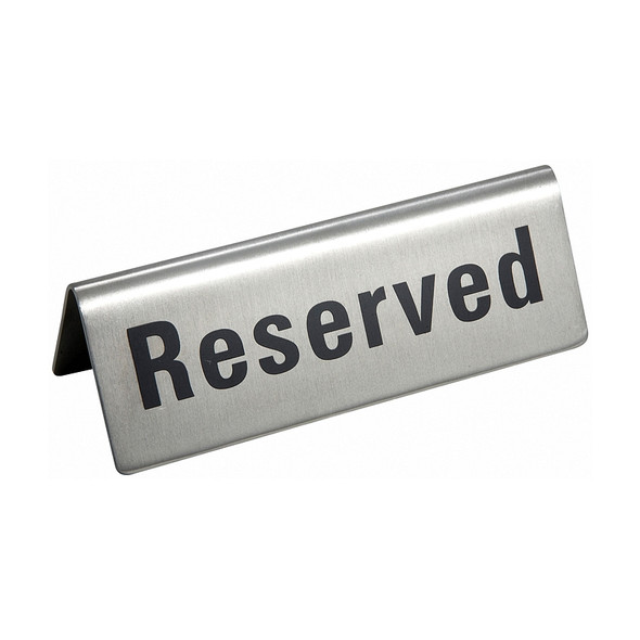 Winco RVS-4 4 3/4" x 1 3/4" Stainless Steel Table Tent "Reserved" Sign