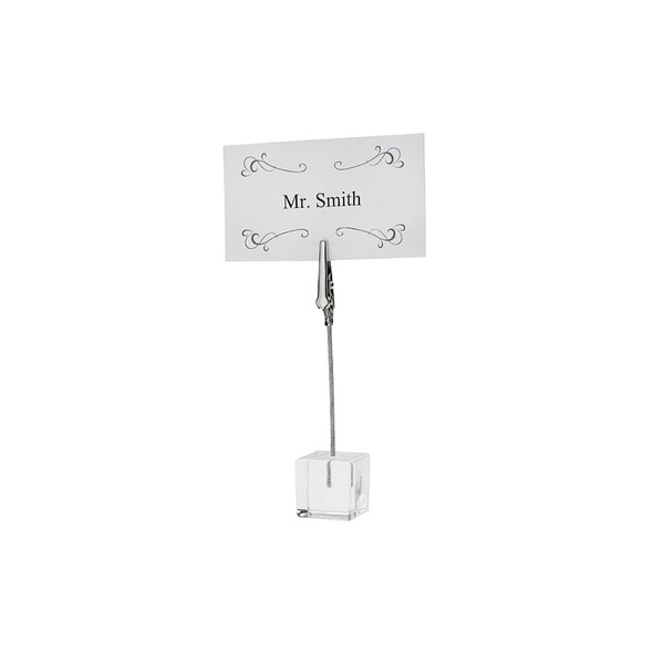 Winco TCD-4S Table Sign Clip with Square Acrylic Base - 6/Pack