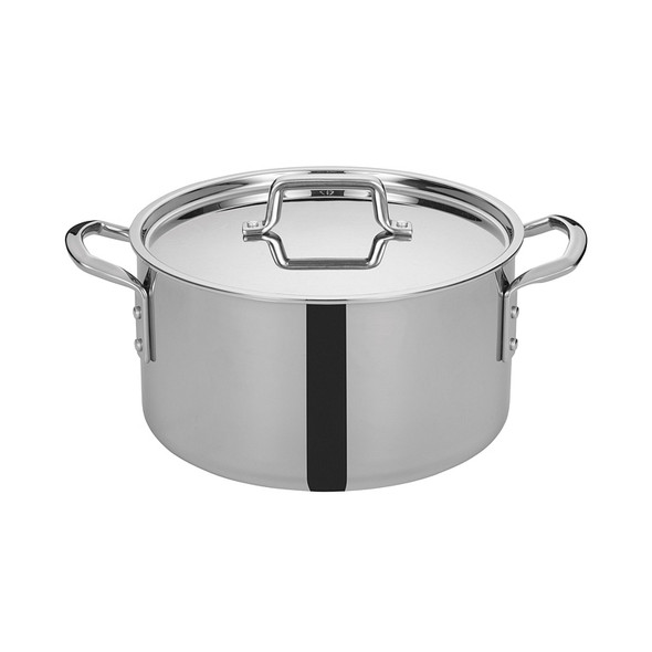 Winco TGSP-12 Tri-Gen Stainless Steel Stock Pot with Cover - 12 Qt.