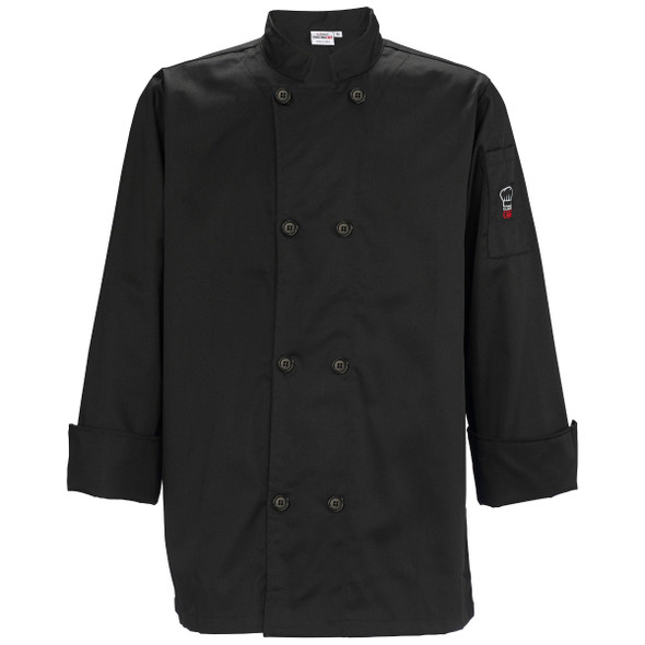 Winco UNF-6KL Men's Chef Jacket, Tapered Fit - Black, Large