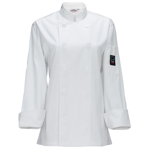 Winco UNF-7WL Women's Chef Jacket, Tapered Fit - White, Large
