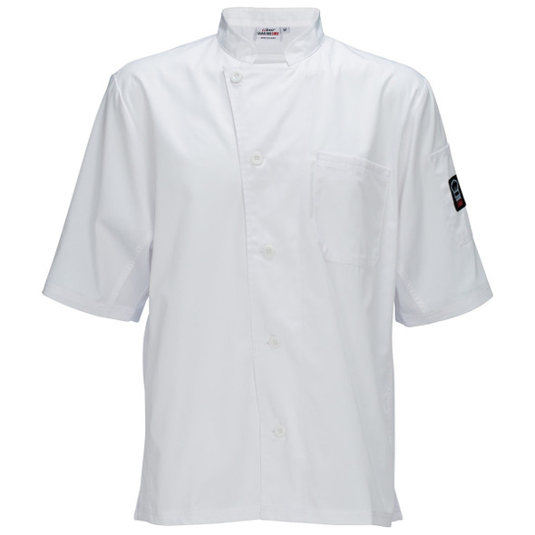 Winco UNF-9WM Unisex Chef Shirt, Ventilated, Tapered Fit - White, Medium