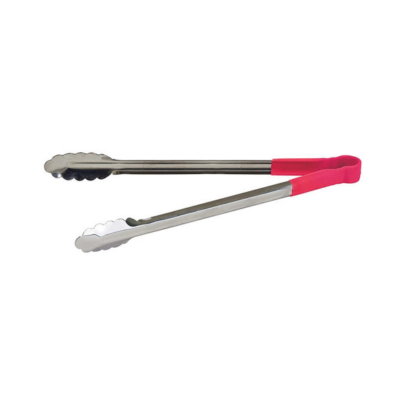 Winco UTPH-16R 16" Stainless Steel Utility Tong with Red PVC Handle